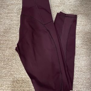 Lululemon Maroon Leggings with mesh detail - Size 4